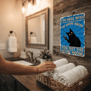 The "Meow Meow Peow Peow" Vintage Black Cat Metal Sign