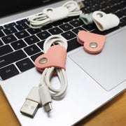 10 Pack Heart Shape Faux Leather Cable Ties Organizer