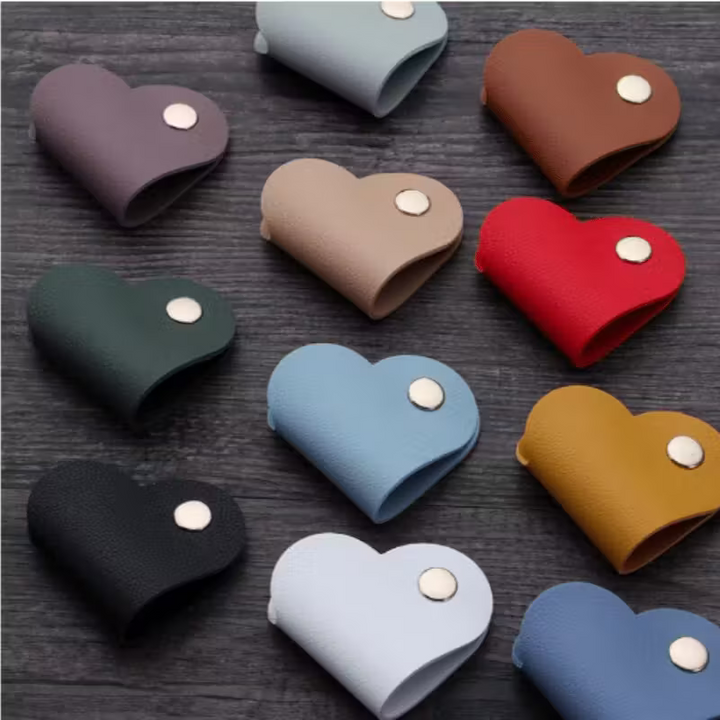 10 Pack Heart Shape Faux Leather Cable Ties Organizer