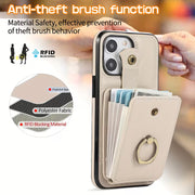 iPhone Wallet Case with Ring Stand and RFID Blocking