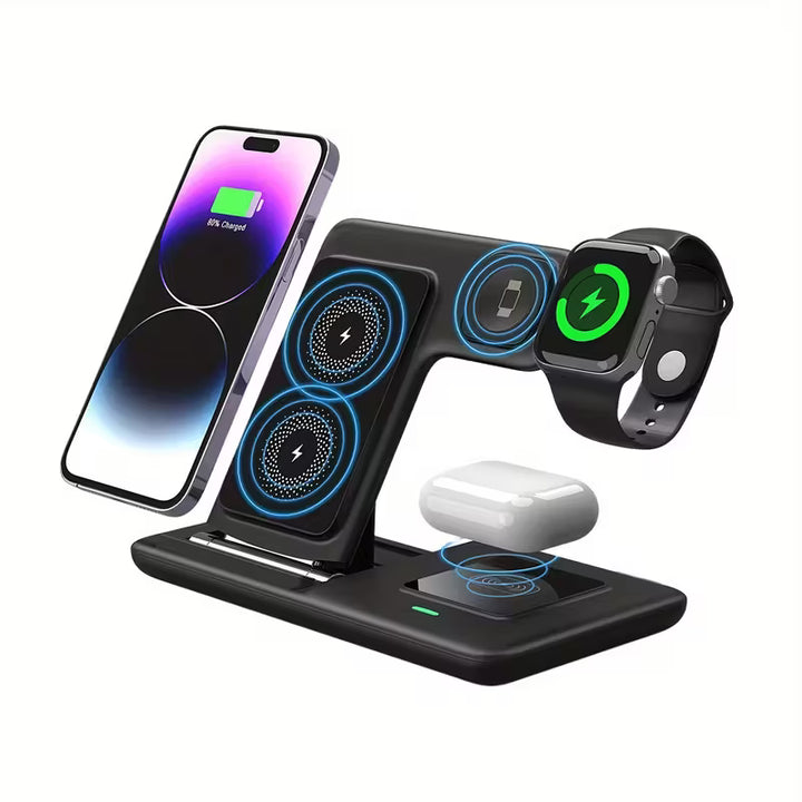 3 in 1 Foldable Wireless Fast Charging Station Stand