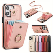 iPhone Wallet Case with Ring Stand and RFID Blocking