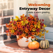 🍂🧡Artificial Autumn Violet Silk Flower Bouquet✨Weatherproof Faux Fall Floral Stems, Front Porch & Table Arrangement, Halloween Home Decor