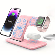 3 in 1 Foldable Wireless Fast Charging Station Stand