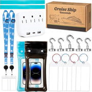 Cruise Essentials 2026- Cruise Must Haves Kit with Non-Surge Protector Power Strip, Lanyard with ID Holder, Magnetic Hooks, Luggage Tag Set, Towel Bands, Waterproof Phone Holder