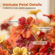 🍂🧡Artificial Autumn Violet Silk Flower Bouquet✨Weatherproof Faux Fall Floral Stems, Front Porch & Table Arrangement, Halloween Home Decor