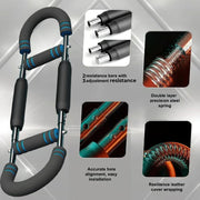 Adjustable weight bar for arm trainers, arm and torso strength training equipment, portable training device for home gyms and fitness