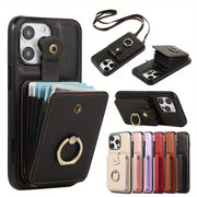 iPhone Wallet Case with Ring Stand and RFID Blocking
