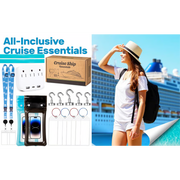 Cruise Essentials 2026- Cruise Must Haves Kit with Non-Surge Protector Power Strip, Lanyard with ID Holder, Magnetic Hooks, Luggage Tag Set, Towel Bands, Waterproof Phone Holder