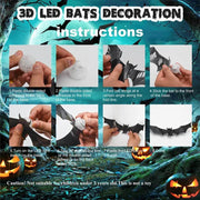 🦇LIMITED-TIME 49% OFF! ⏰Spooky 3D Bat LED Wall Light, Halloween Indoor Outdoor Wall Decoration Light👻