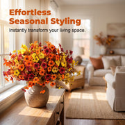 🍂🧡Artificial Autumn Violet Silk Flower Bouquet✨Weatherproof Faux Fall Floral Stems, Front Porch & Table Arrangement, Halloween Home Decor