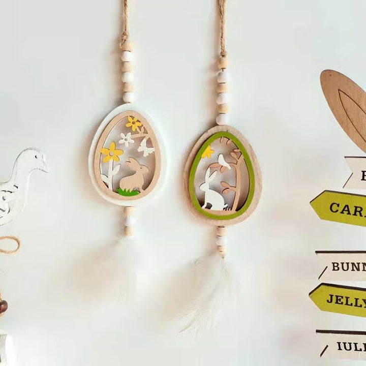 Easter Egg Feather Pendant