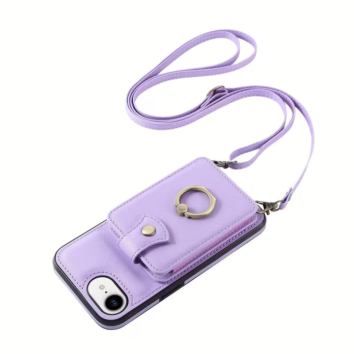 iPhone Wallet Case with Ring Stand and RFID Blocking