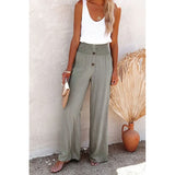 Linen Blend High Rise Smocked Pants Style 12