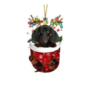 RED Goldendoodle In Snow Pocket Ornament
