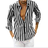 Spring Summer Men S Polyester Striped Button Shirt